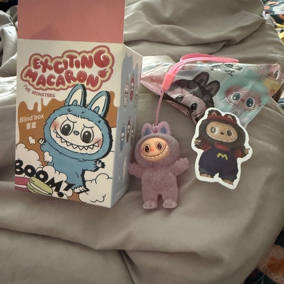 Other - Pink labubu figurine flocked Toy Collection